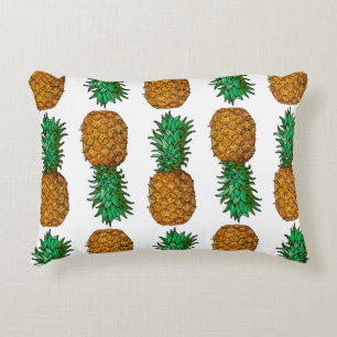 Pineapple with leaves. Seamless pattern with tropi Decorative Cushion