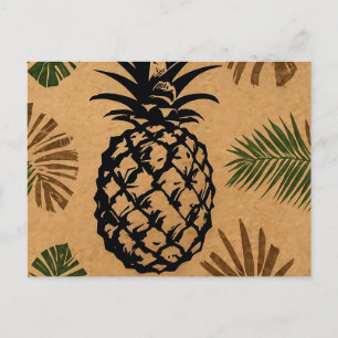 Pineapple with Tropical Leaves Postcard
