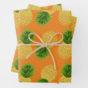 Pineapple Wrapping Paper Flat Sheet Set of 3