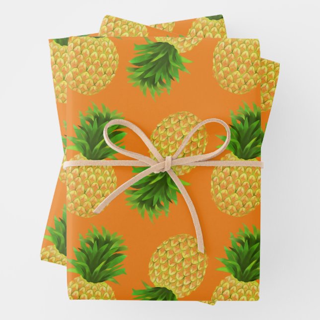 Pineapple Wrapping Paper Flat Sheet Set of 3 (In situ)