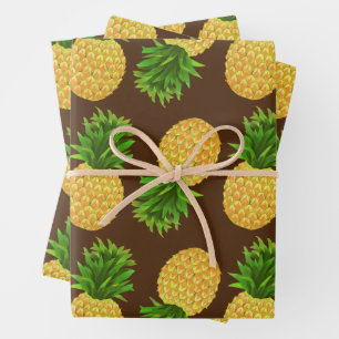 Pineapple Wrapping Paper Flat Sheet Set of 3
