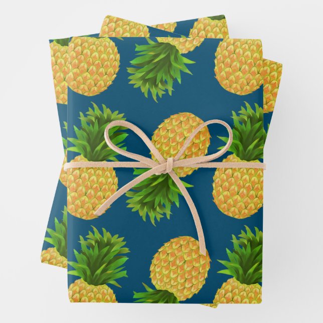 Pineapple Wrapping Paper Flat Sheet Set of 3 (In situ)