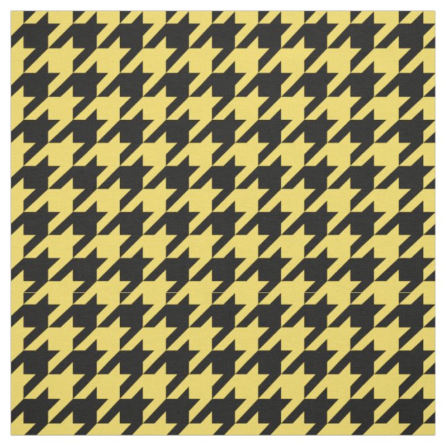 Pineapple Yellow, Black Houndstooth Pattern #2M Fabric (Swatch)
