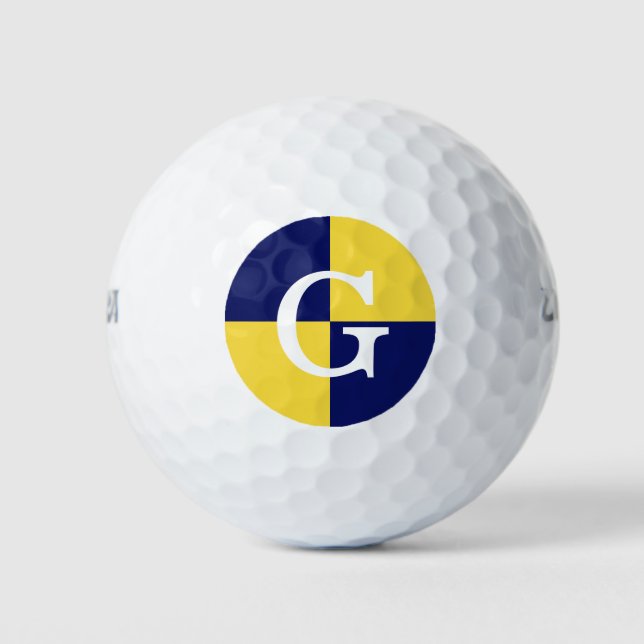 Pineapple Yellow Navy Blue LG Chequered Monogram Golf Balls (Front)