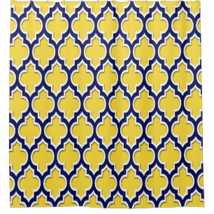 Pineapple Yellow Navy Blue White XL Moroccan #4DS Shower Curtain