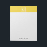 Pineapple Yellow White Framed Initial Monogram Notepad<br><div class="desc">Pineapple Yellow and White Framed Initial Monogram A stylish solid pineapple yellow background with a white framed area for your monogram, name or other text. You can also change the text font, change the font size and colour, move the text, etc. If you would like this design in other colours,...</div>