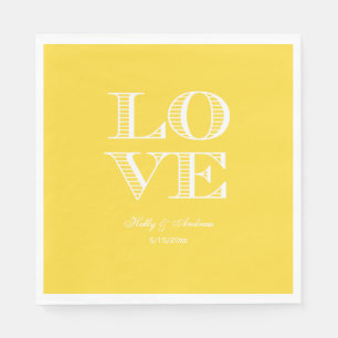 Pineapple Yellow White LOVE Napkins