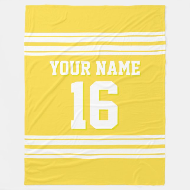Pineapple Yellow White Sports Jersey Fleece Blanket (Front)