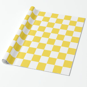 Pineapple Yellow White XL Chequered Board Pattern Wrapping Paper