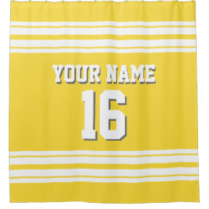 Pineapple Yellow with White Stripes Sports Jersey Shower Curtain