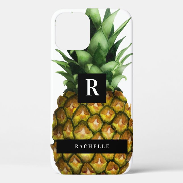 Pineapple & Your Name & Monogram Case-Mate iPhone Case (Back)