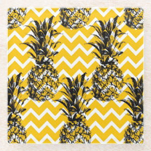 Pineapple Zigzags Glass Coaster