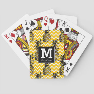 Pineapple Zigzags Monogram Playing Cards