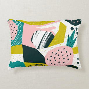 Pineapples Abstract: Colorful Seamless Patchwork Decorative Cushion