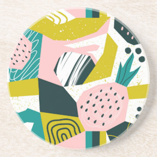 Pineapples Abstract: Colourful Seamless Patchwork Coaster