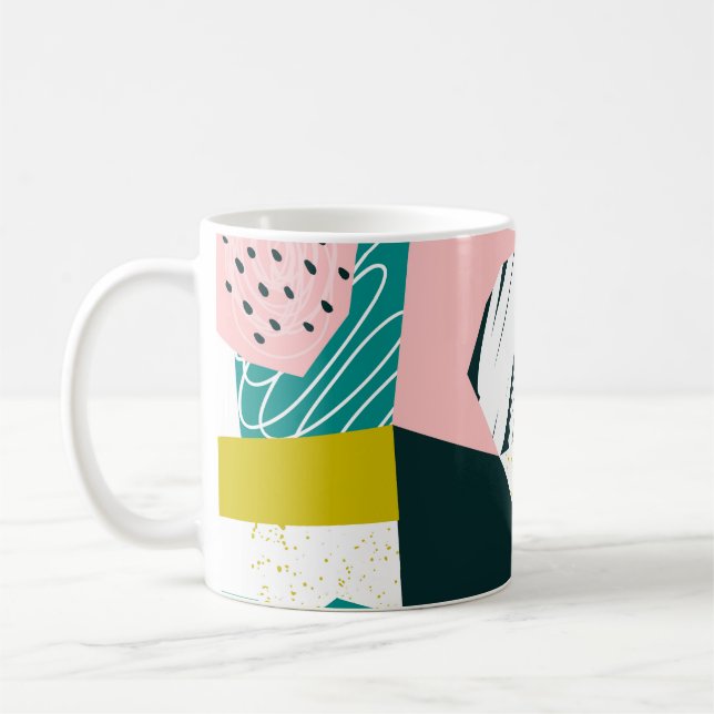 Pineapples Abstract: Colourful Seamless Patchwork Coffee Mug (Left)