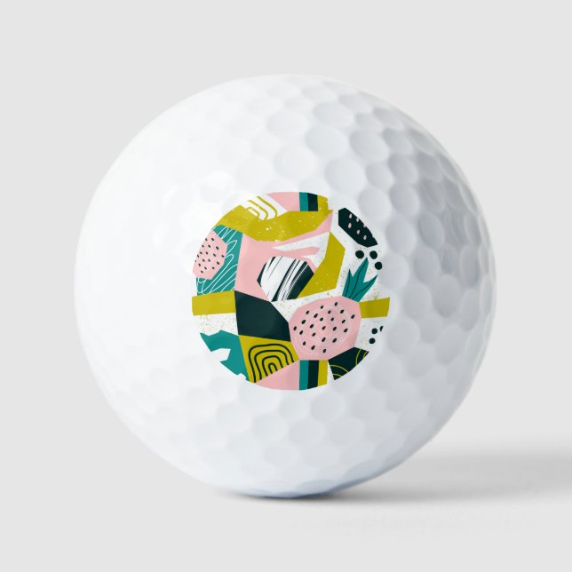 Pineapples Abstract: Colourful Seamless Patchwork Golf Balls (Front)