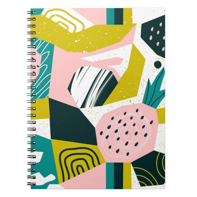 Pineapples Abstract: Colourful Seamless Patchwork Notebook (Front)