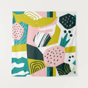 Pineapples Abstract: Colourful Seamless Patchwork Tapestry