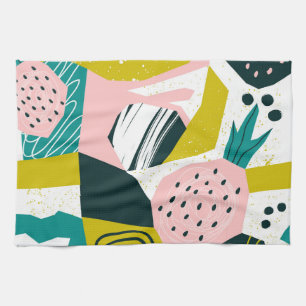 Pineapples Abstract: Colourful Seamless Patchwork Tea Towel