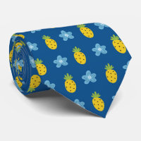 Pineapples and Blue Floral Tropical Pattern Blue
