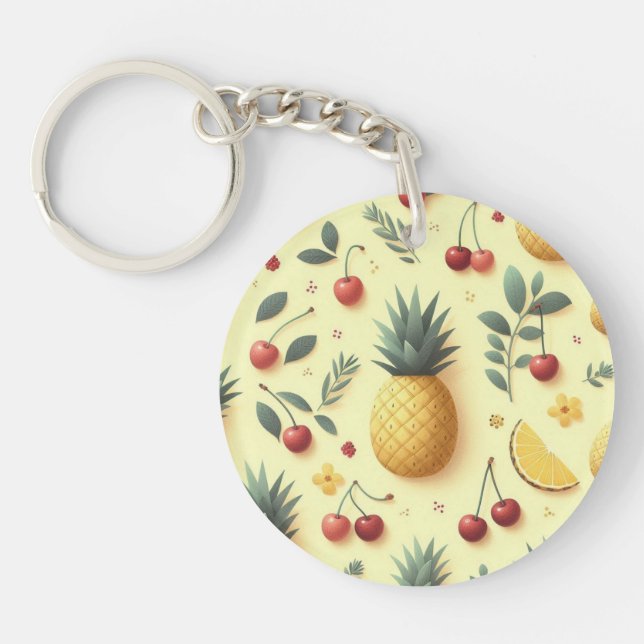 Pineapples and Cherries Key Ring (Front)
