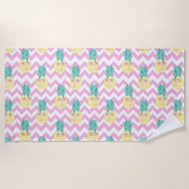 Pineapples and Chevron Beach Towel (Front)