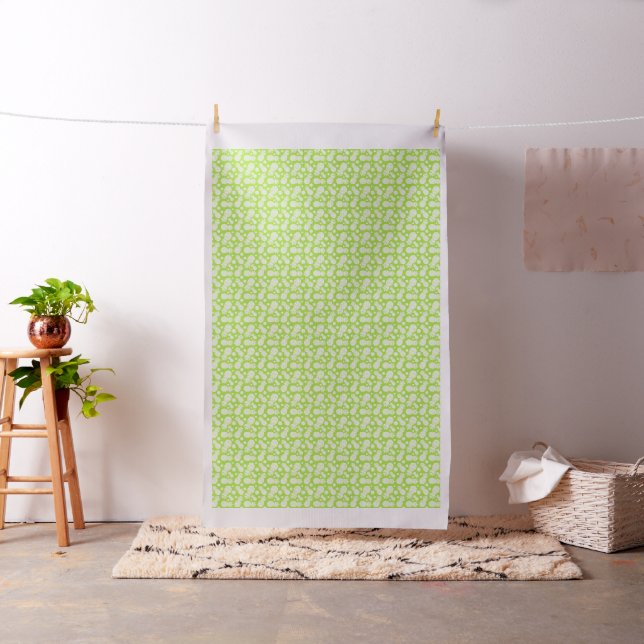 Pineapples and flowers green white pattern fabric (In Situ)