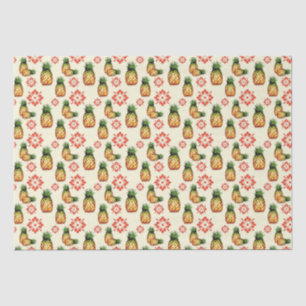 Pineapples and Red Floral Print Tissue Paper