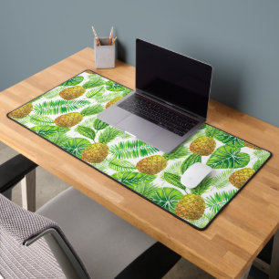 Pineapples and tropical leaves desk mat