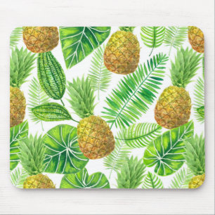 Pineapples and tropical leaves mouse mat