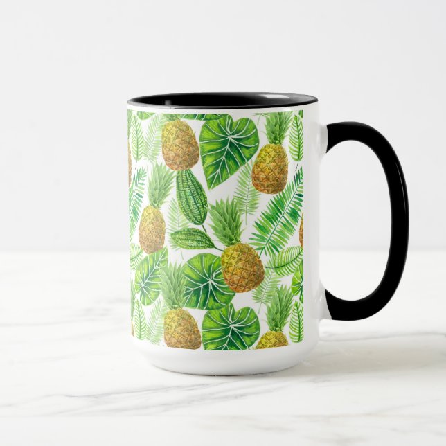 Pineapples and tropical leaves mug (Right)