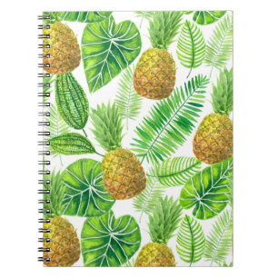 Pineapples and tropical leaves notebook