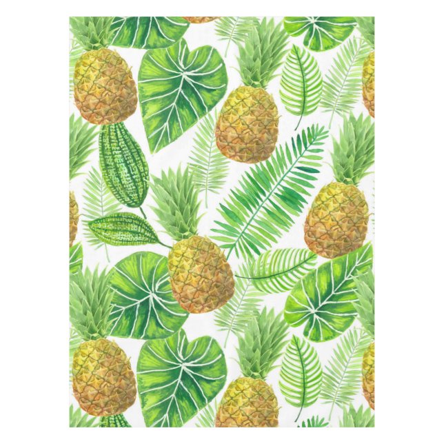 Pineapples and tropical leaves tablecloth (Front)
