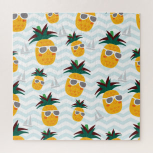 Pineapples, boat: cute ocean pattern. jigsaw puzzle