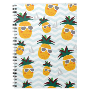Pineapples, boat: cute ocean pattern. notebook