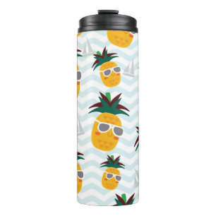 Pineapples, boat: cute ocean pattern. thermal tumbler
