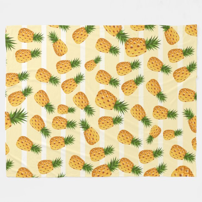 Pineapples Fleece Blanket (Front (Horizontal))