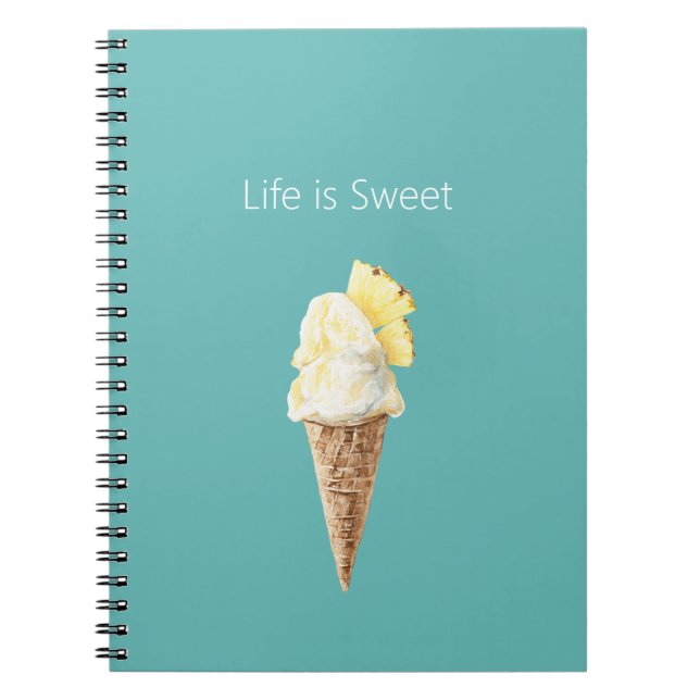 Pineapples Ice Cream Cone Notebook (Front)