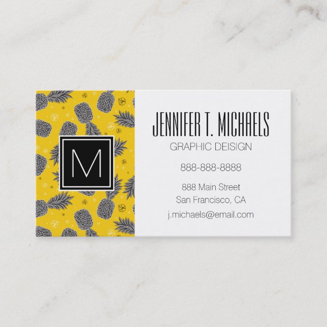 Pineapples On Gold | Add Your Name Business Card (Front)