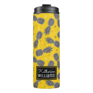 Pineapples On Gold   Add Your Name Thermal Tumbler