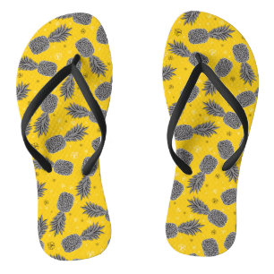 Pineapples On Gold Flip Flops