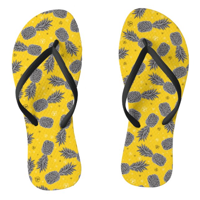Pineapples On Gold Flip Flops (Footbed)