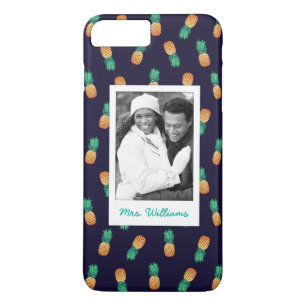 Pineapples On Navy Add Your Photo & Name iPhone 8 Plus/7 Plus Case