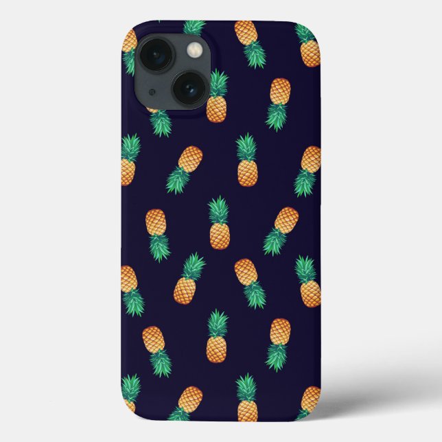 Pineapples On Navy Case-Mate iPhone Case (Back)
