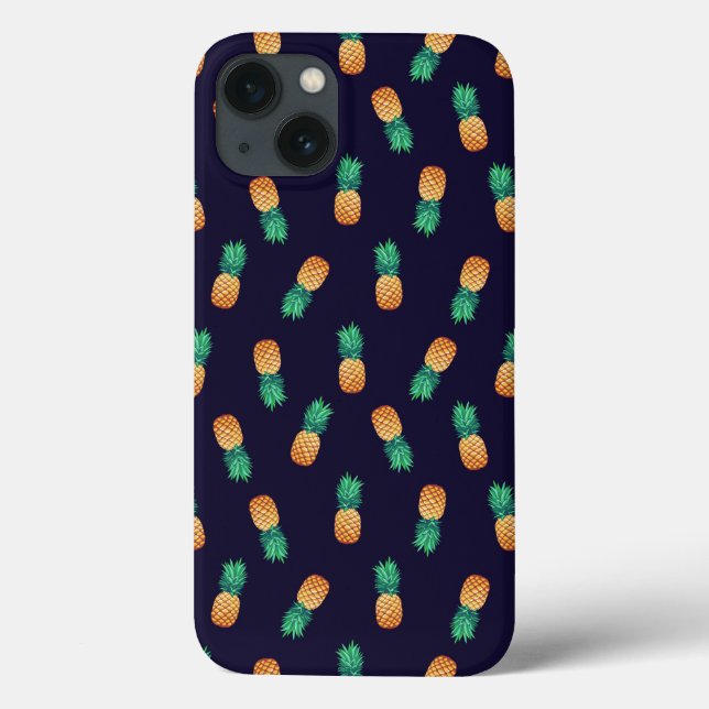 Pineapples On Navy Case-Mate iPhone Case (Back)
