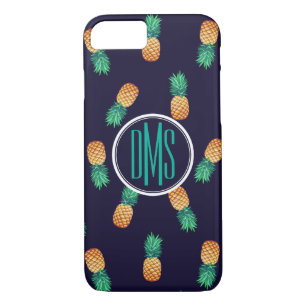 Pineapples On Navy Monogram iPhone 8/7 Case