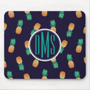 Pineapples On Navy Monogram Mouse Mat