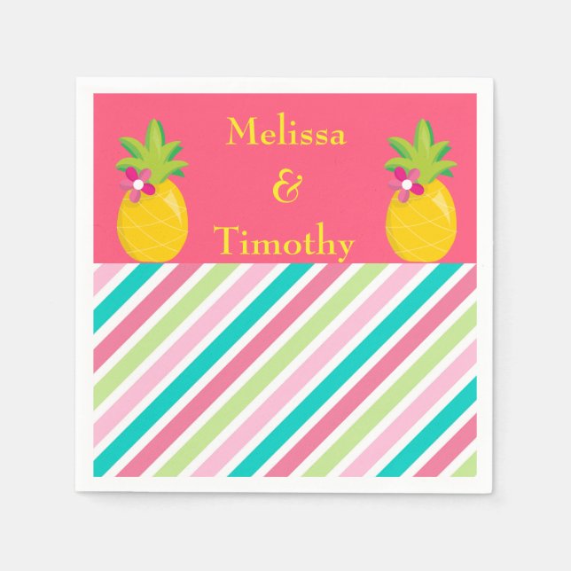 Pineapples on pink background napkin (Front)