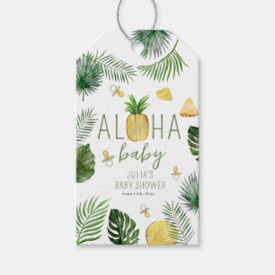 Pineapples & Pacifiers Aloha Baby Shower Green Gift Tags